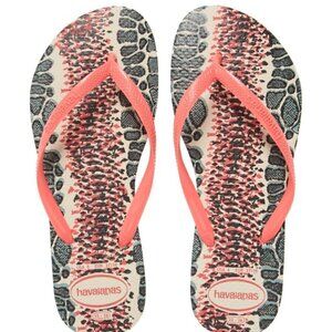 𝅺HAVAIANAS Slim Animal Print Flip Flop Brand New Sandal Coral Size 11/12